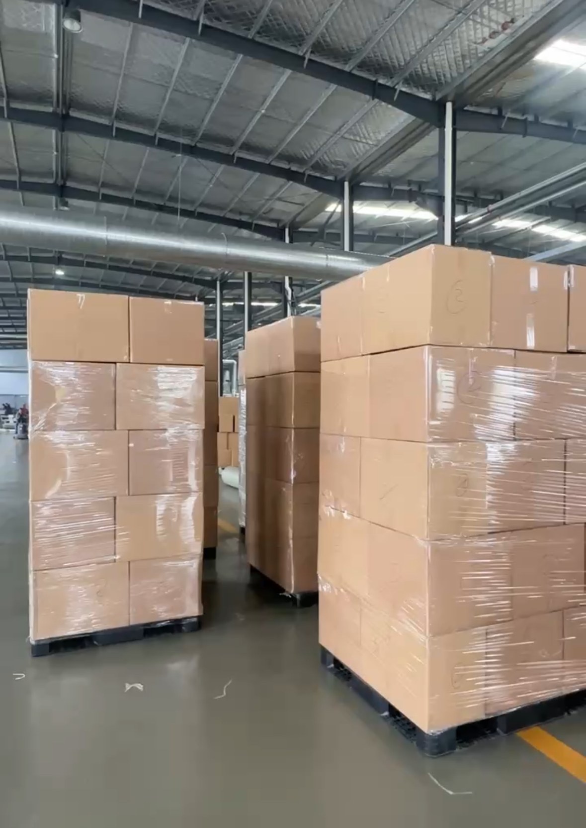 Palletized cartons ready for dispatch