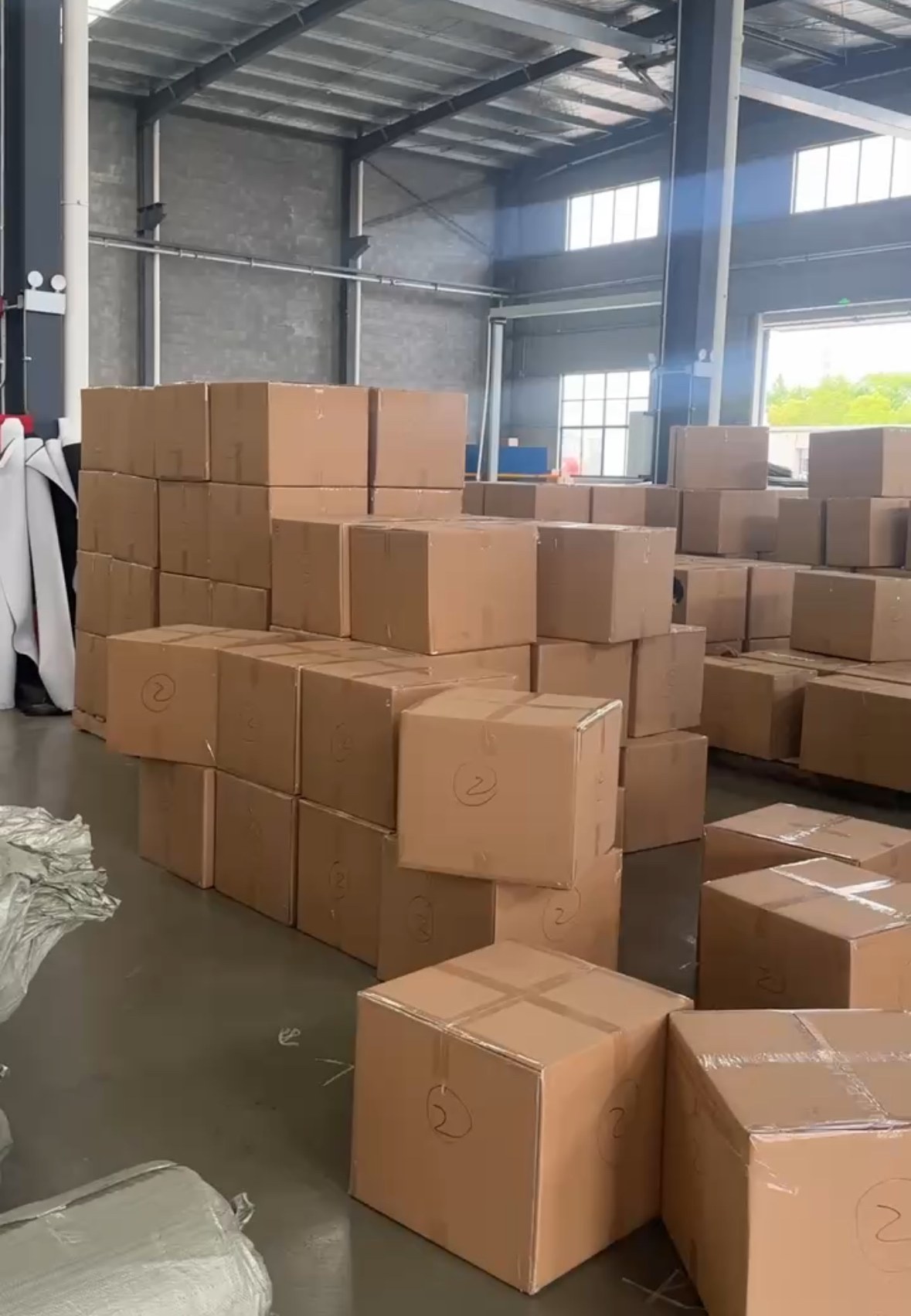 Cartons stored in warehouse